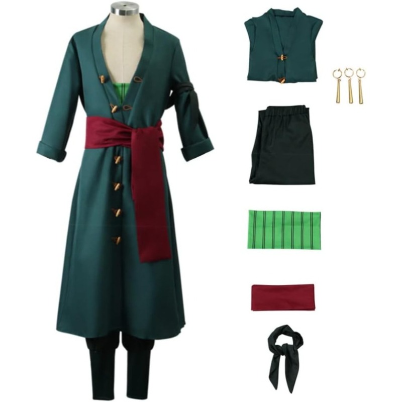 Men'S Kimono Accessories - Mannen Anime Kimono Cosplay Kostuum Groen